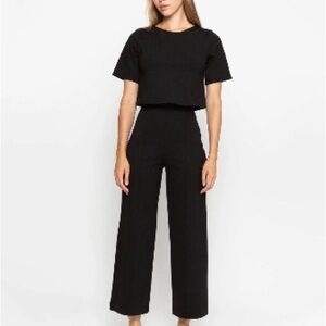 Black Ponte Knit Wide Leg Pant: Cropped - 3 (M) / Black NWT
